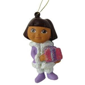 Dora the Explorer Christmas Tree Holiday Ornament Glittery Present Nickelodeon